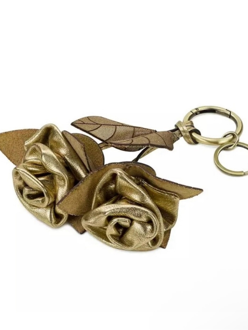 NWT Patricia Nash Laced Rose Bag Charm in Antique Gold - Picture 2 of 3